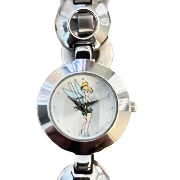 RARE Vintage Disney Tinker Bell Silver Tone Circle Bracelet Watch Working - Picture 9 of 15
